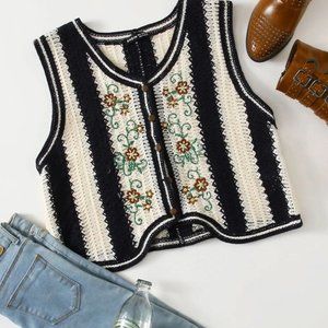 * SOLD* SHEIN Floral Embroidery Vest Cardigan